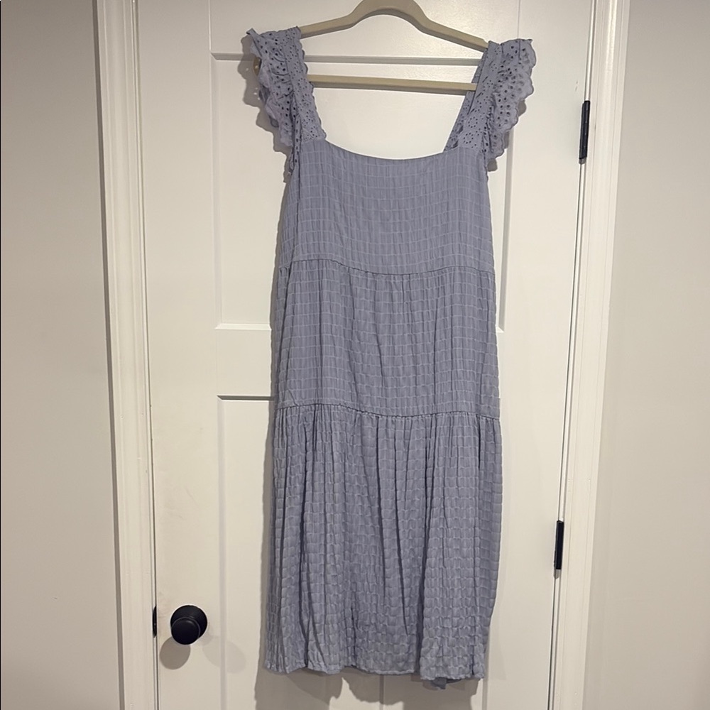 NWT Light Blue Sleeveless Dress with Ruffle Straps